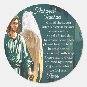 Erzengel Sankt Raphael Heilender Engel Gebet Runder Aufkleber