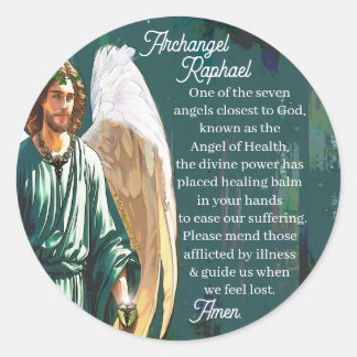 Erzengel Sankt Raphael Heilender Engel Gebet Runder Aufkleber
