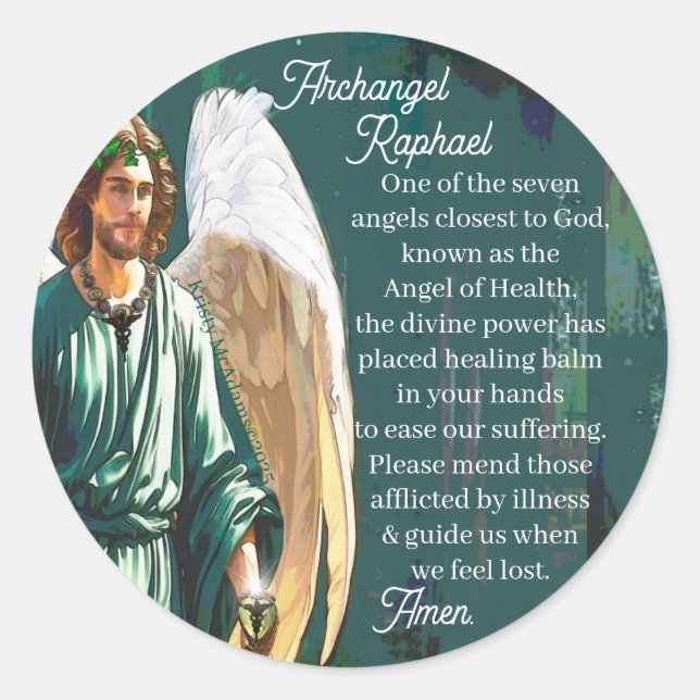 Erzengel Sankt Raphael Heilengel-Gebet Runder Aufkleber (Vorderseite)
