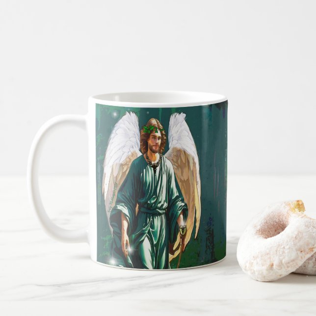 Erzengel Sankt Raphael Vollbild Heilungsengel Kaffeetasse (Mit Donut)