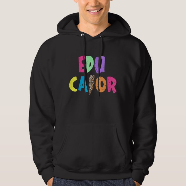 Erzieherin farbenfrohe Blitzerleuchte Schulstab Hoodie (Vorderseite)