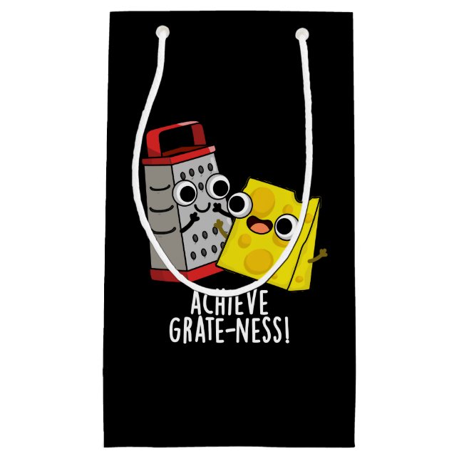 Erzielen von Gratness Funny Cheese Puns Dark BG Kleine Geschenktüte (Vorderseite)