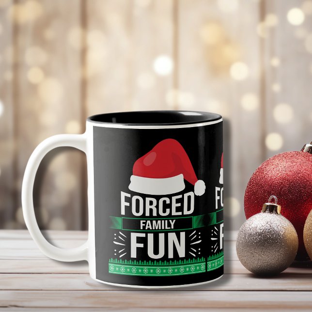 Erzwungener Familienspass Weihnachten Spaß Zweifarbige Tasse (Von Creator hochgeladen)