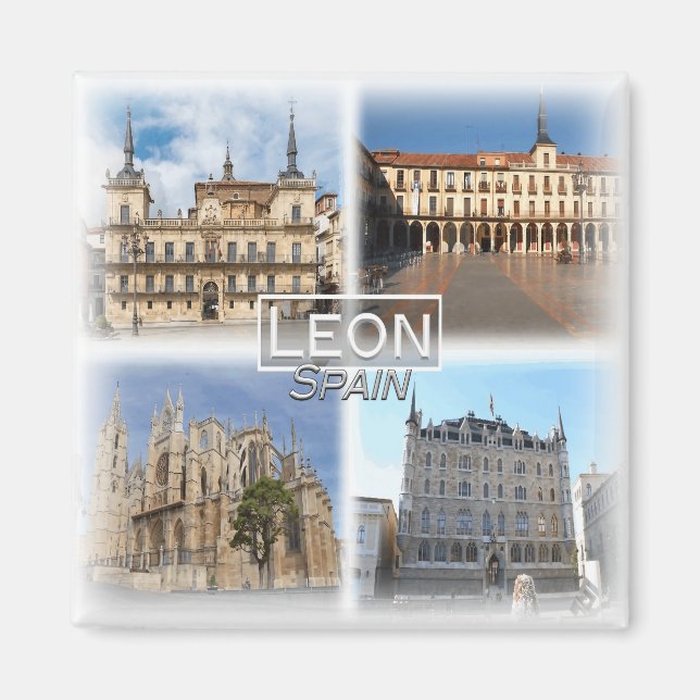 ES0141 Europa, Spanien, Leon, Kühlschrank Magnet (Vorne)