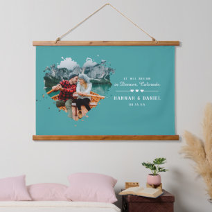 Es begann alles Romantisches personalisiertes Pa Wandteppich Mit Holzrahmen