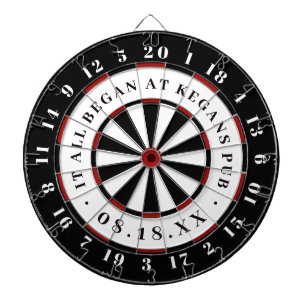 Es begann   Gründungsdatum Schwarz Weiß & Rot Dartscheibe