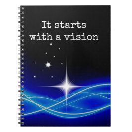 Es beginnt mit einem Visions-Notizbuch Notizblock