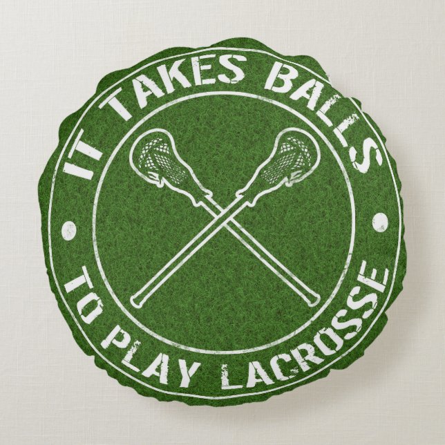 Es braucht Bälle, um Lacrosse Round Kissen zu spie (Rückseite)