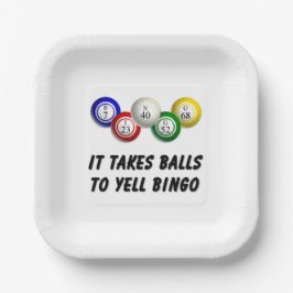 Es braucht Balls bis Yell Bingo Pappteller