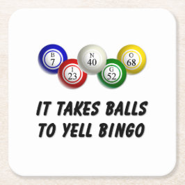 Es braucht Balls bis Yell Bingo Rechteckiger Pappuntersetzer