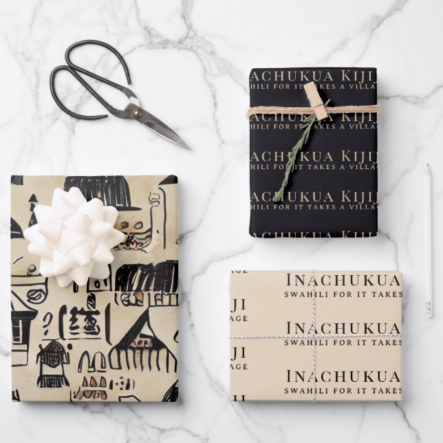 Es braucht ein afrikanisches Kulturerbe als Dorf Geschenkpapier Set (Vorderseite)