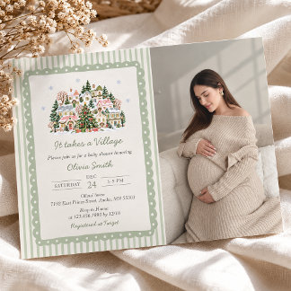 Es braucht ein Dorf Baby Shower Foto Einladung