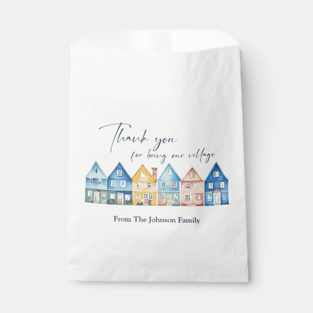 "Es braucht ein Dorf" Danke, Dusche Geschenktütchen (Vorderseite)