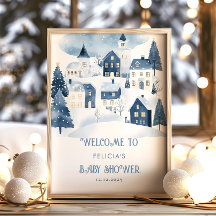 Es braucht ein Dorf Snow Baby Shower Willkommen