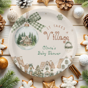 Es braucht ein Dorf Weihnachten Baby Shower Pappteller
