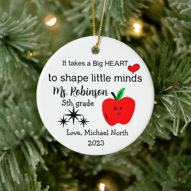 "Es braucht ein großes Herz", Lehrer Weihnachtssch Keramik Ornament (Baum)