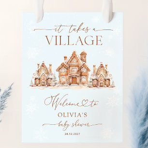 Es braucht ein Village Winter Baby Dusche Willkomm Poster