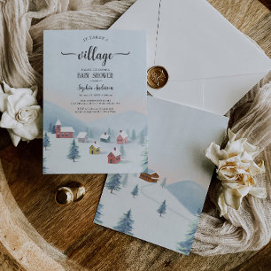 Es braucht eine Village Winter Baby Dusche Einladung