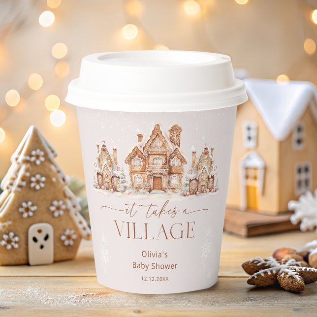 Es braucht eine Village Winter Baby Dusche Pappbecher (Von Creator hochgeladen)