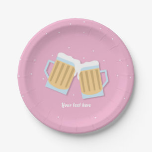 Es braut sich ein Baby zusammen Bierkrug Rosa Baby Pappteller