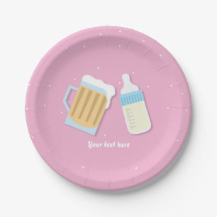 Es braut sich ein Baby zusammen Bierkrug Rosa Baby Pappteller
