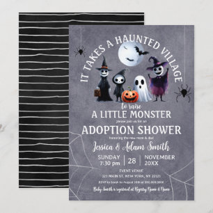 Es dauert Spuk Dorf Halloween Adoption Dusche Einladung