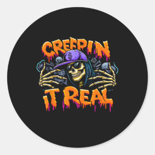 Es echtes Halloween Hip Hop Skeleton Drug Graffiti Runder Aufkleber