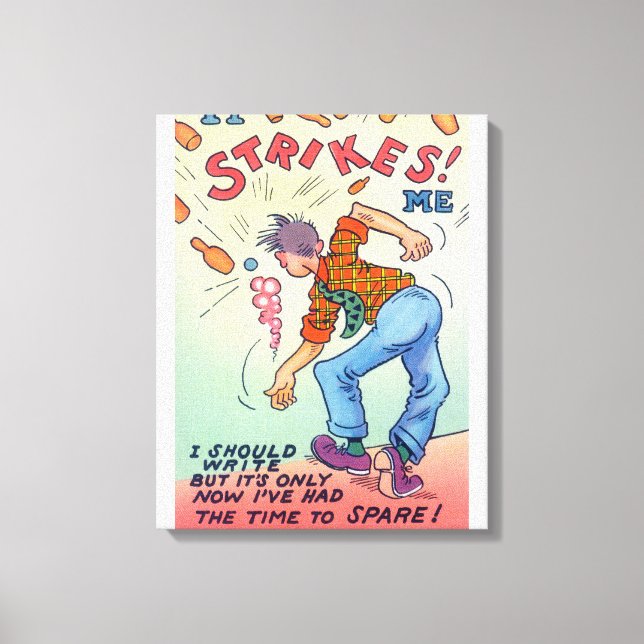 Es fällt mir auf, Cartoon Mann Bowling Leinwanddruck (Vorderseite)
