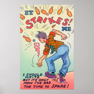 Es fällt mir auf, Cartoon Mann Bowling Poster