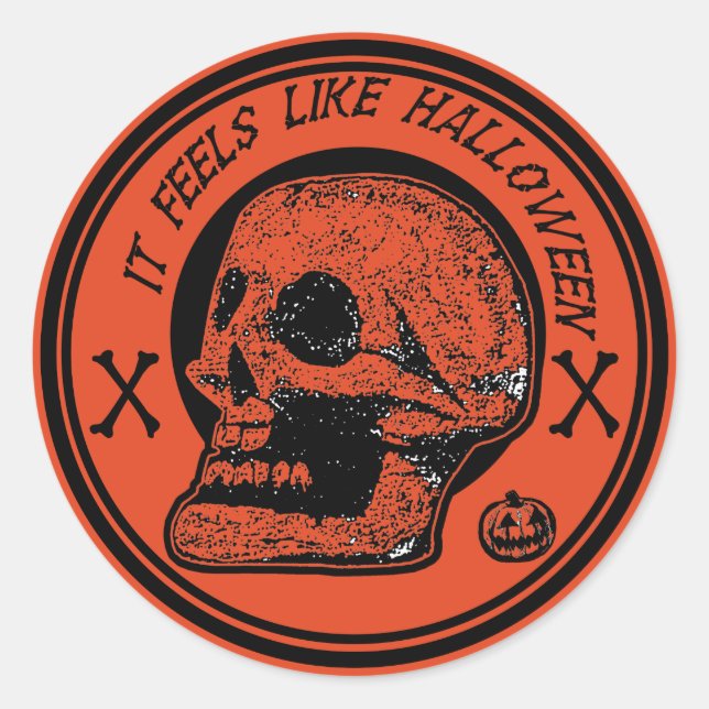 Es fühlt sich an wie Halloween-Schädelknochen Runder Aufkleber (Vorderseite)