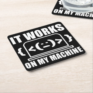 Es funktioniert auf meiner Maschine Funny Coder un Rechteckiger Pappuntersetzer