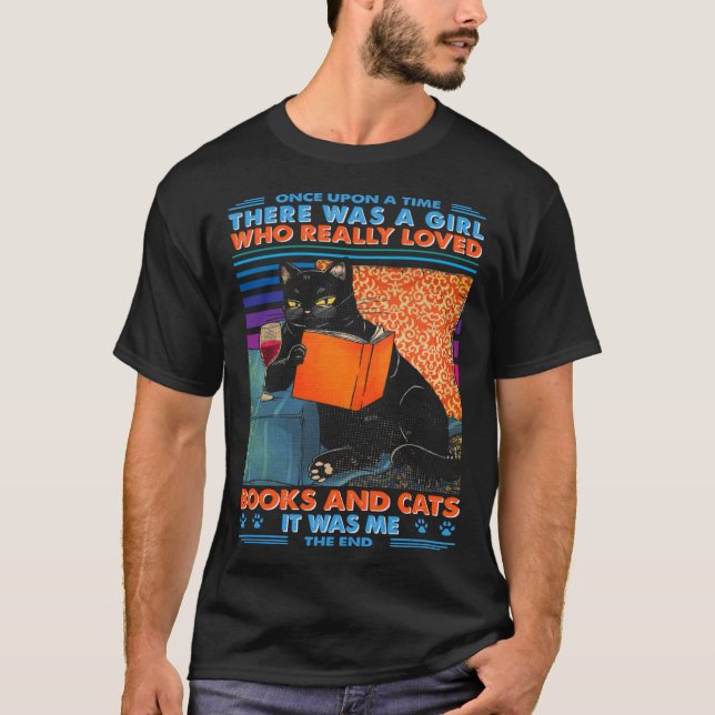 Es gab ein Mädchen, das Bücher und Katzen wirklich T-Shirt (Vorderseite)