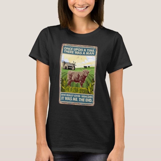 Es gab einmal eine männliche Kuh-Geburt Highla T-Shirt (Vorderseite)