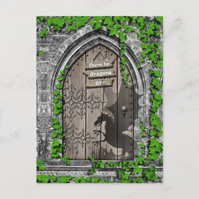 Es gibt Drachen King Arthur mittelalterliche Drach Postkarte (Vorderseite)