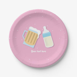 Es gibt eine Babybierbrauen Tasse Pink Baby Dusche Pappteller