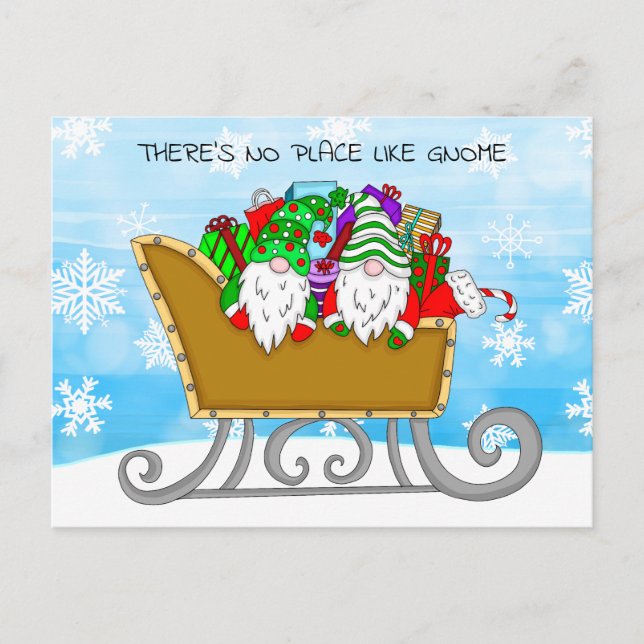 Es gibt keinen Ort wie Gnome, Weihnachtskarte Postkarte (Vorderseite)