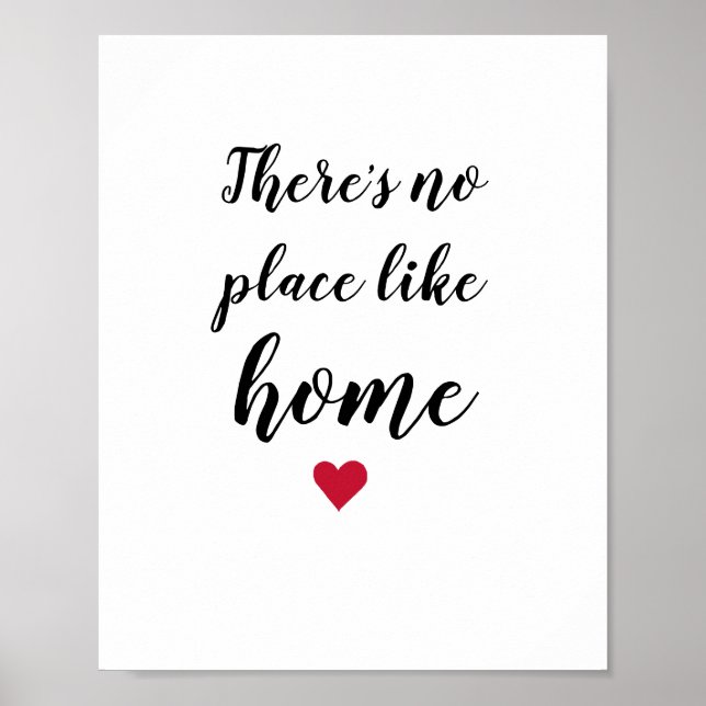 Es gibt keinen Ort wie Zuhause Quote Art Poster (Vorne)