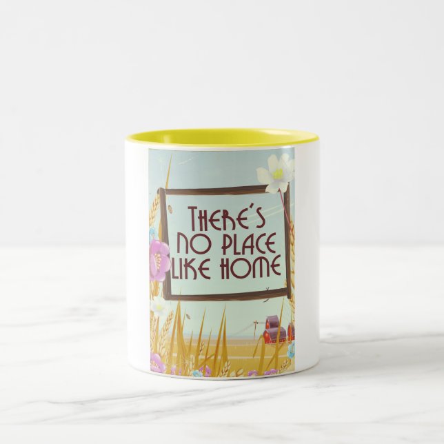 Es gibt keinen Ort wie Zuhause. Zweifarbige Tasse (Mittel)