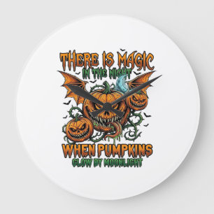 Es gibt Magie Halloween Monster Kürbisse Fledermau Große Wanduhr