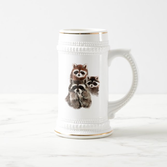 Es gibt nie zu viele Quote Raccoons Süße Tier Bierglas (Rechts)