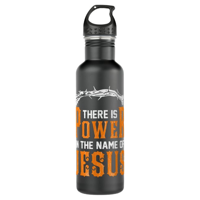 Es gibt Power im Namen Jesu T - Shirt Edelstahlflasche (Vorderseite)