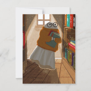 Es gibt wieder einen Geist unter den Bücherregalen Postkarte