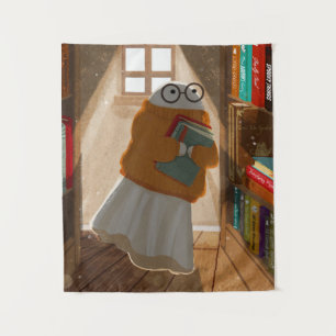Es gibt wieder einen Geist unter den Bücherregalen Wandteppich