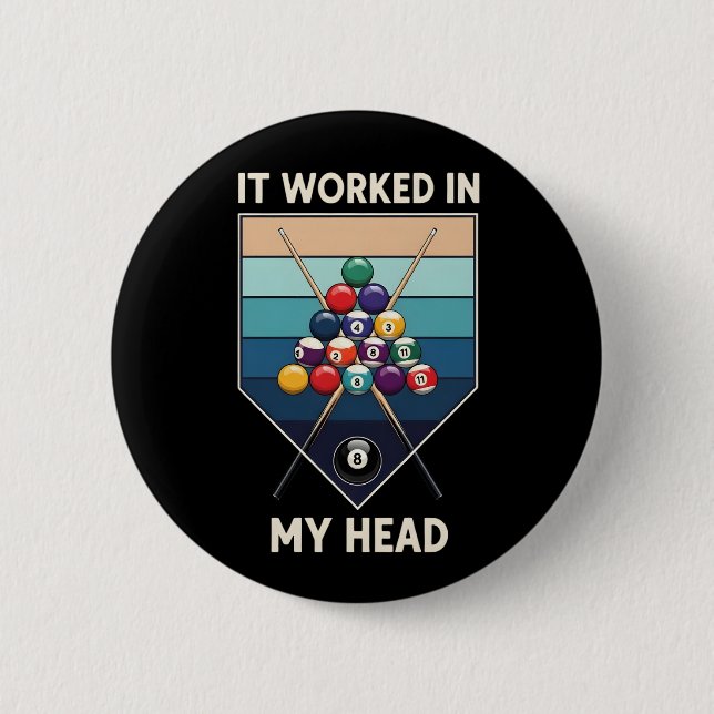 Es hat in meinem Kopf Retro-Billard-Queue-Sportart Button (Vorderseite)