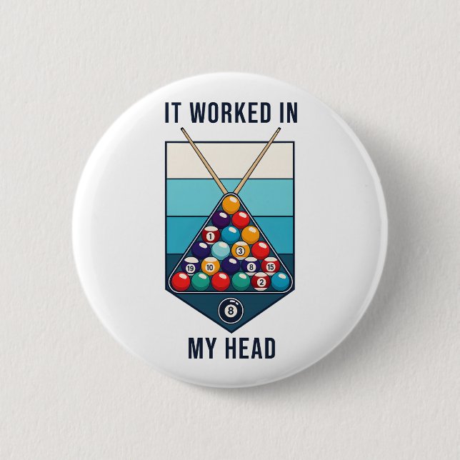 Es hat in meinem Kopf Retro Billard Queue Sportart Button (Vorderseite)