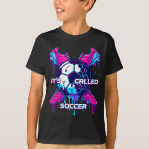 Es heißt Fußball Schmelz-Tropfen-Glitch-Art Lustig T-Shirt