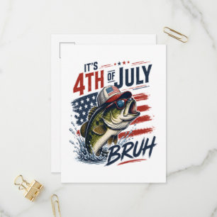 Es ist 4. Juli Bass Brute Fischen Einladungspostkarte