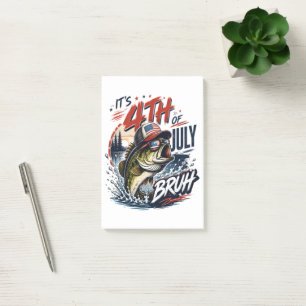 Es ist 4. Juli Bass Brute Fischen Post-it Klebezettel