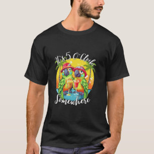 Es ist 5 Uhr Irgendwo Parrot Summer Beach Coupl T-Shirt