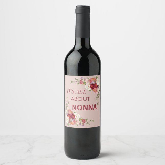 Es ist alles über Nonna Pink & Red Peony Blume Weinetikett (Vorderseite)